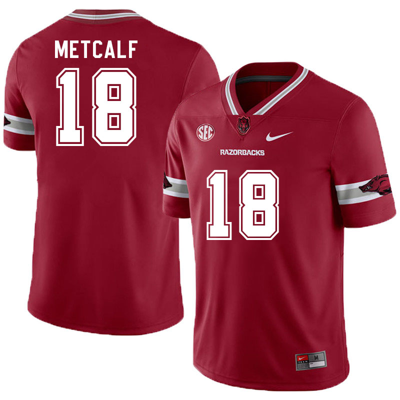 Men #18 TJ Metcalf Arkansas Razorback College Football Jerseys Stitched Sale-Alternate Cardinal - Click Image to Close